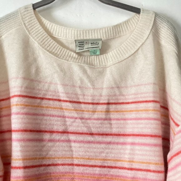 Anthropologie Saturday Sunday 100% Cashmere Sweater Sz S Striped LS Crew NWOT - Picture 5 of 9
